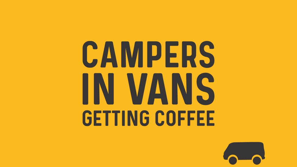 Campers In Vans Getting Coffee
