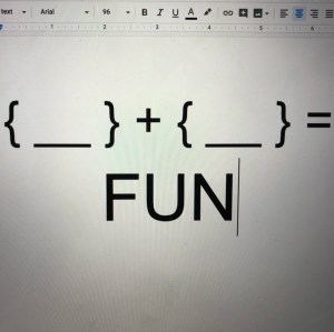 {Blank} + {Blank} = Fun-logo