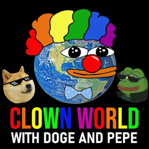 Clown World with Doge and Pepe-logo