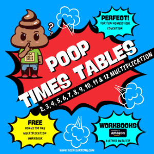 Poop Times Tables 2, 3 4 , 5, 6, 7, 8, 9, 10 11 & 12 - Learn Multiplication Facts Fast the Fun Way-logo